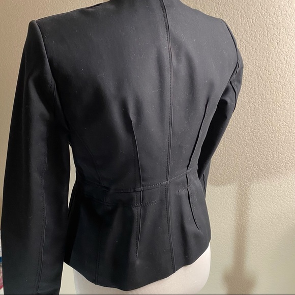 Elie Tahari Cotton Zip up black blazer jacket Sz 0 - Picture 3 of 9